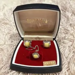 【美品】GLORIA カフス・ネクタイピン セット タイガーアイ（虎目石）