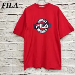 フィラ ビンテージ 半袖Tシャツ フロントプリント コットン混 レッド