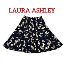LAURA ASHLEY リーフ柄 フレアスカート ひざ丈 ウェストゴム 7