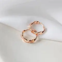 SALE ピアス ツイスト フープ ねじれ ステンレス ピンクゴールド 新品