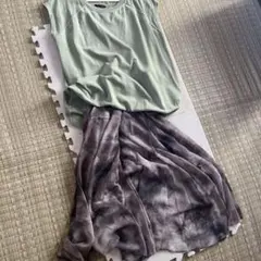 JEANASIS♡ミントグリーン ノースリーブTシャツスカートセット2点セット