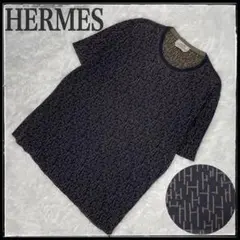 HERMES エルメス H総柄 ジャガード 半袖 ニット Tシャツ ヴィンテージ 