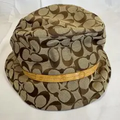 【極美品】COACH パッチワーク バケットハット シグネチャー　マルチカラー 美品 COACH コーチ バケットハット 帽子 シグネチャー柄 M/L