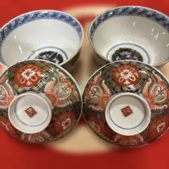 古伊万里　蓋物　色絵／金彩　3客(^^)金継ぎ練習用等