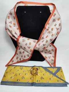 花柄ストール3点セットと金色リング1点 ④