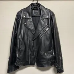ZARA ブラック レザーダブルライダースジャケット