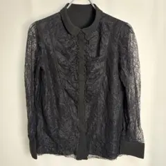 LANVIN COLLECTIONブラック レース 長袖 ブラウス 美品 | Mercari