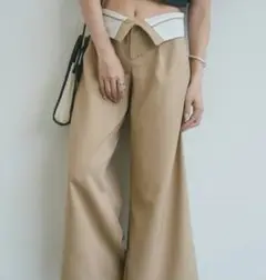 M12039 VANNIE U 折り返しウエストワイドスラックス