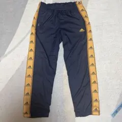 adidas トレーニングパンツ 黒 オレンジストライプ