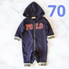 POLO Baby カバーオール ロンパース ネイビー POLOロゴ刺繍