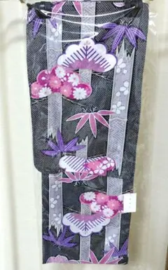 浴衣 黒地 花柄 163cm
