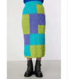 極美品✨ロデオクラウンズ　ケーブルニットスカート　ロングスカート　パッチワーク