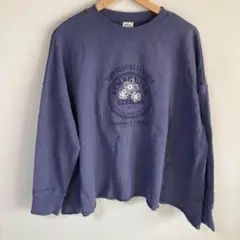 SOMETHING ダークブルー ガーベラロゴスウェット