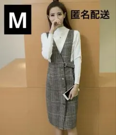 チェック柄 オーバーオール タイトスカート ジャンパースカート 韓国 ワンピース