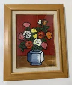 花瓶のバラ 油彩画 斉藤遊児 花瓶 薔薇 バラ 油彩 絵画 - メルカリ