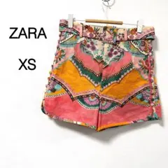 【ザラ】ZARA ショートパンツ エスニック リネンコットン 小さいサイズ XS