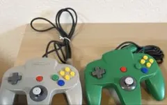 任天堂64 コントローラー　緑　ねずみ色 2セット