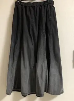 タグ付き　logos days グラデーションデニムスカート　ブラック