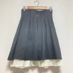 【シークレットハニー】フリルフレアスカート膝丈 ブラック レディースM ガーリー