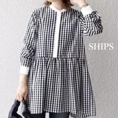 SHIPS ギンガムチェック 長袖シャツ