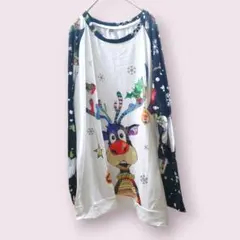 古着　【XXL】トナカイデザイン 長袖Tシャツ オーバーサイズ　ユニセックスのサムネイル