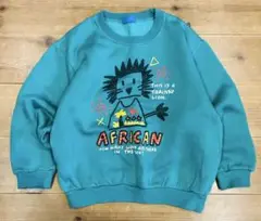 スウェット 古着 90s キッズ 緑 アニマル 動物 アフリカ ライオン 90