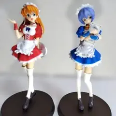 ―美品―【エヴァンゲリオン】綾波レイ☆惣流アスカラングレー☆メイド服フィギュア