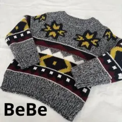 BeBe キッズ 幾何学模様 ニットセーター 120