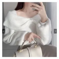 GRL リボンカラーフェザーニットトップス