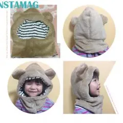 クマ耳付き帽子 ネックウォーマー