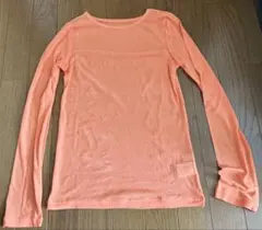 メッシュ生地シースルーオレンジ 長袖 Tシャツ