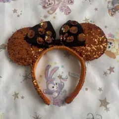 ディズニー カチューシャ ハロウィン スパンコール オレンジ