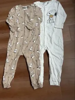 H&M スヌーピー柄ロンパース 2枚セット