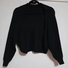 ブラック ニット カーディガン 長袖 厚手