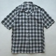 70s ビンテージ オンブレチェック トロミシャツ ドレープ感 オープン 