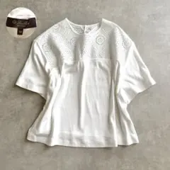 美品✨Loro Piana 半袖カットソー レース刺繍 ホワイト XS コットンのサムネイル