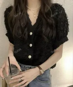 シーイン⭐️ブラック半袖カーディガン