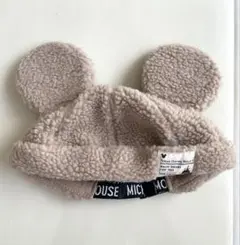 ミッキーマウス 耳付きベージュ帽子