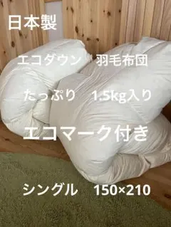 2枚セット【エコダウン使用】寒冷地仕様 羽毛布団 シングル ホテル仕様