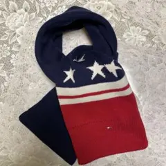 Tommy Hilfiger トミーヒルフィガー　ネイビーxレッド　マフラー　S