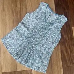 アノーキ　ノースリーブコットンシャツ　ブロックプリント　S M