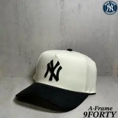 【海外限定】 ヤンキース 9FORTY ホワイト&ブラック サイドパッチ ①