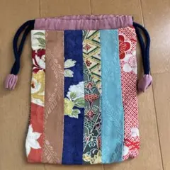 和布パッチワーク巾着袋 和柄