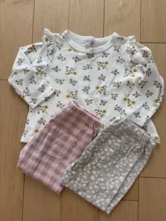 petit main 西松屋　花柄長袖Tシャツ＆パンツセット　90 保育園着