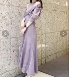 新品未使用　MERCURY DUO 異素材ドッキングフレアニットワンピース