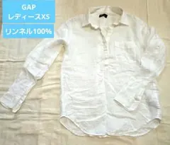 GAP レディース ハーフボタン 長袖ブラウス XS 白色 リンネル100%のサムネイル