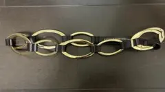 GUCCI チェーンデザイン ベルト 75cm ブラック/ゴールド
