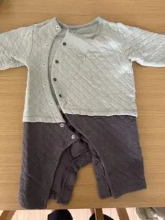 キルティング　ロンパース 70cm グレー　グリーン