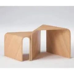 【廃番】無印良品“重なるテーブルベンチ・成型合板・オーク材” 無印良品 重なるテーブルベンチ 成型合板 オーク材 廃盤 入手