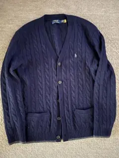 Polo ネイビー ケーブルニットカーディガン